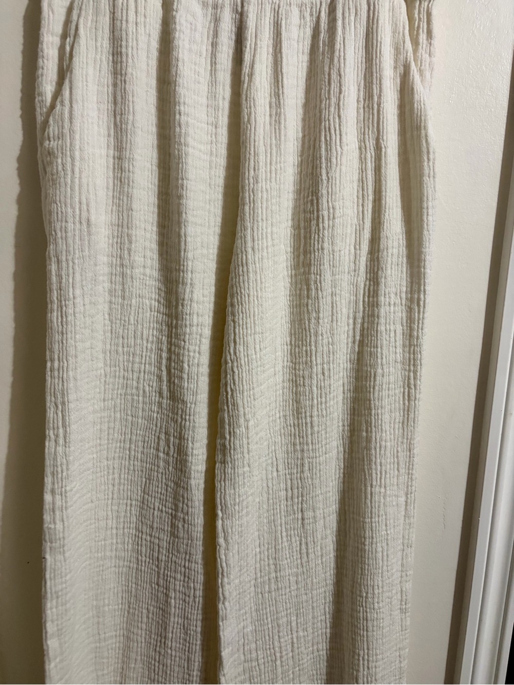 By The Sun Relaxed Wide-Leg Cream Gauze Pants Large EUC msrp $100 - Picture 4 of 10